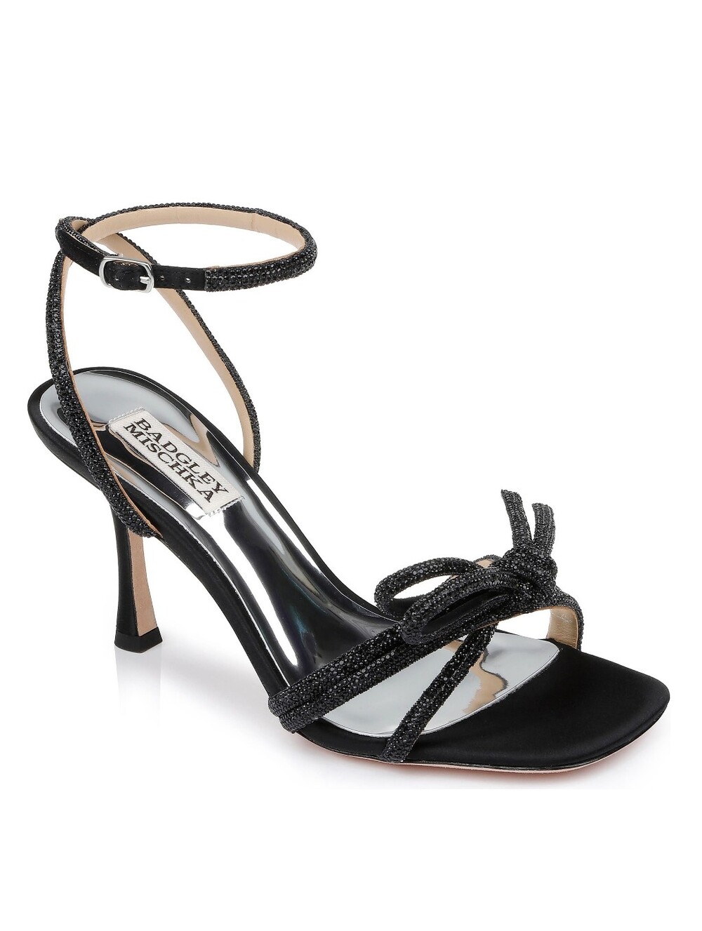 Badgley Mischka Effie Ankle Strap Sandal black rhinestone women's size 8.5